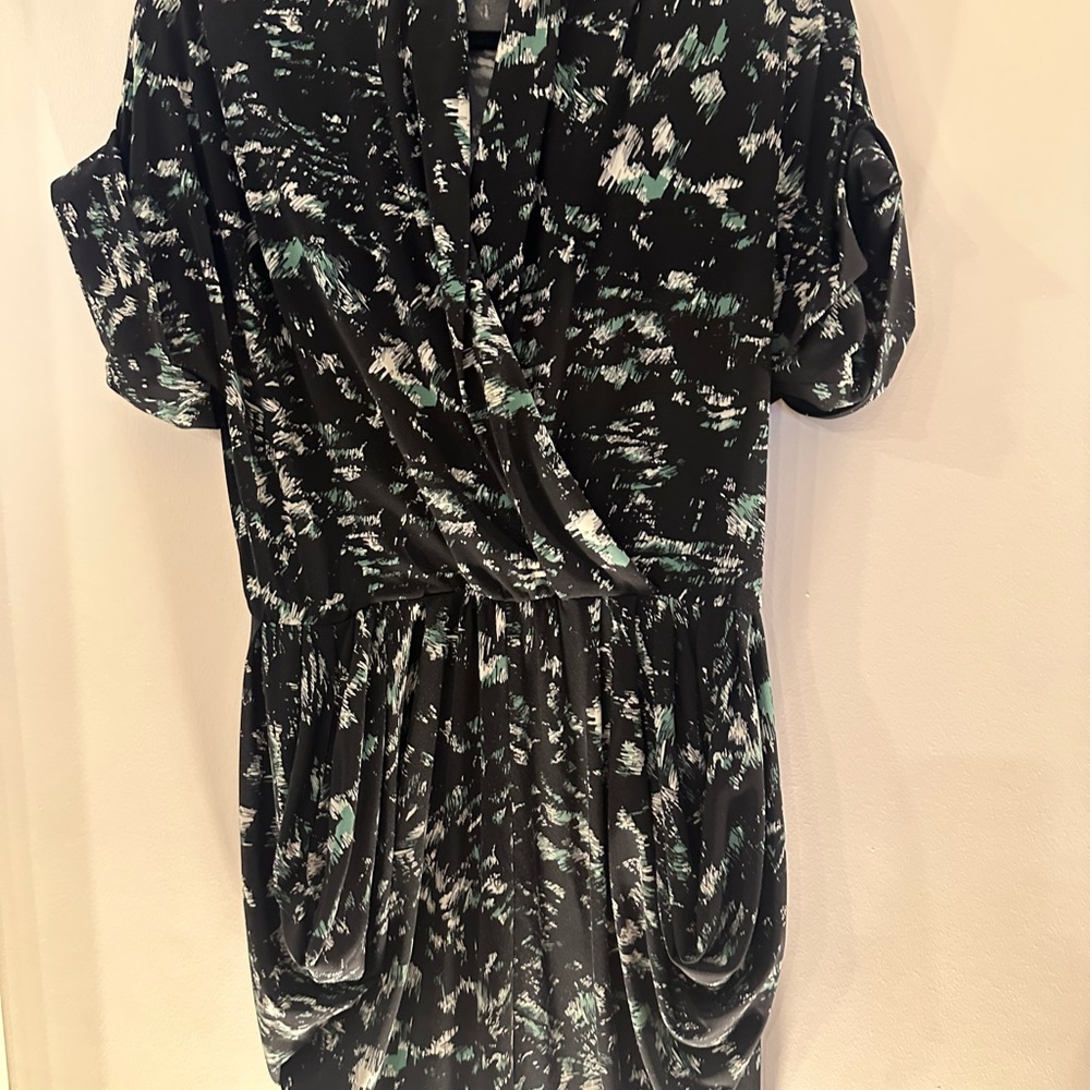 Fun Retro BCBGeneration Abstract Mini Dress, Shades of Blue with Black and White